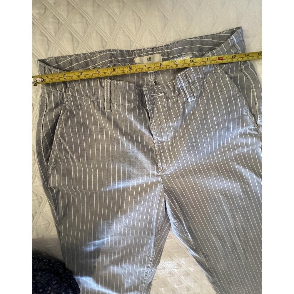 H&M women's trousers, striped, size 6, color pale blue - Picture 3 of 4